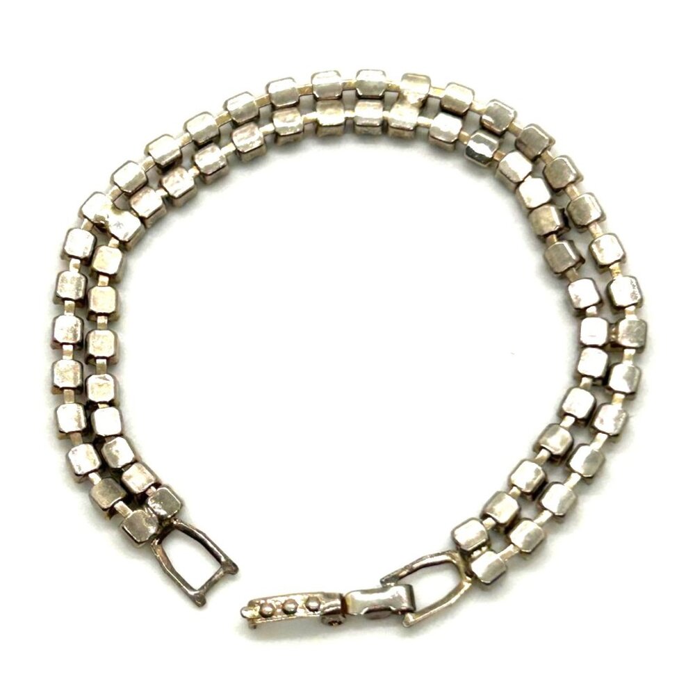 Vintage Tennis Bracelet With Black & Clear Rhinestones Silver Tone 6.5 Inches Lo - Picture 9 of 11